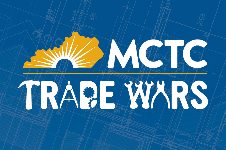 MCTC Trade wars logo on a blue schematic background.
