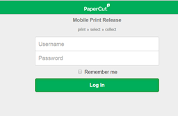 Screenshot showing the PaperCut Mobile client window.