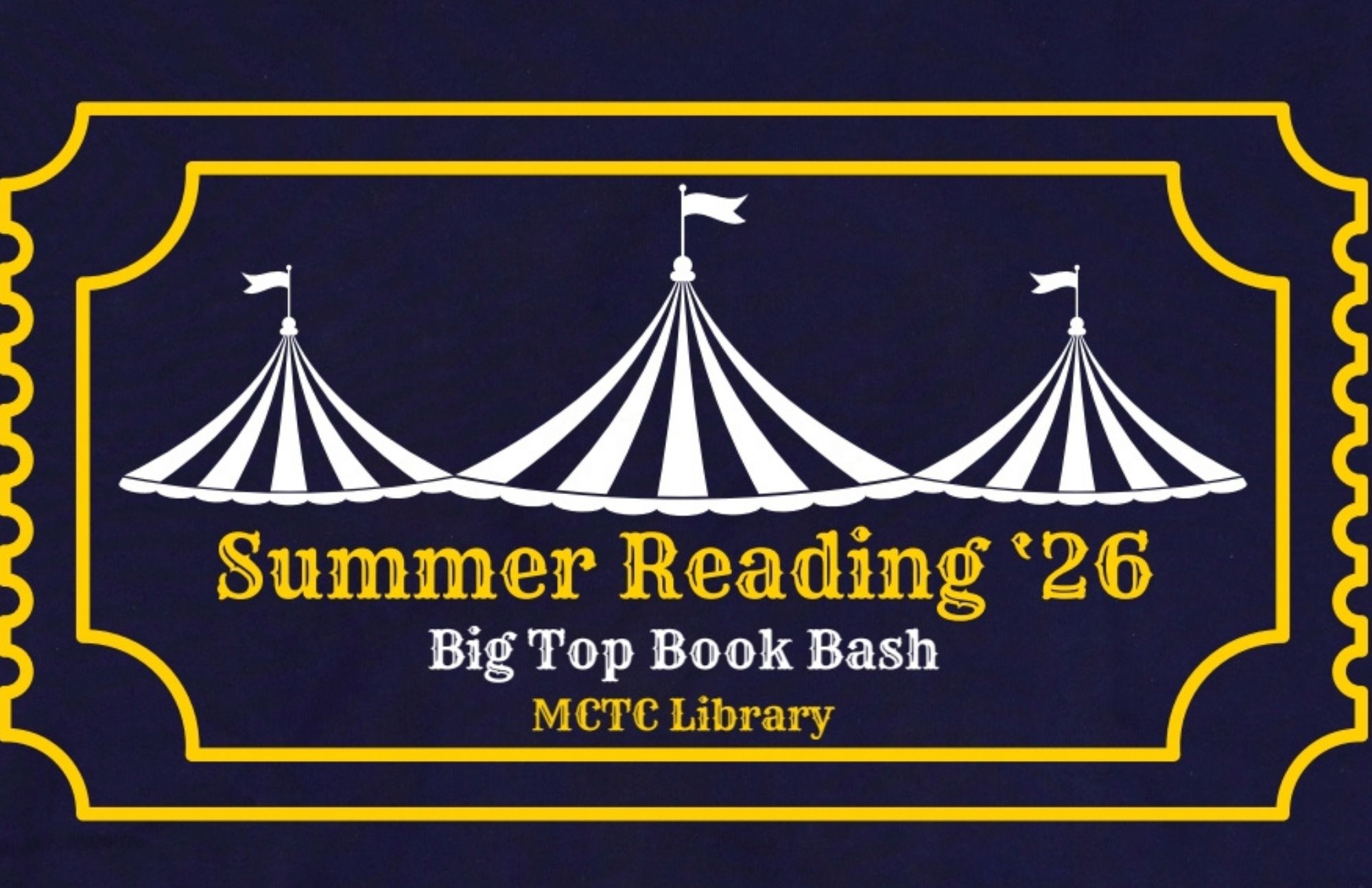 summer reading logo of mctc circus tent 