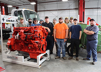 MCTC Diesel Technology students in lab with Cummins engine.