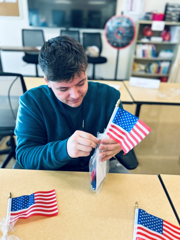 MCTC student working on a Veterans Day project